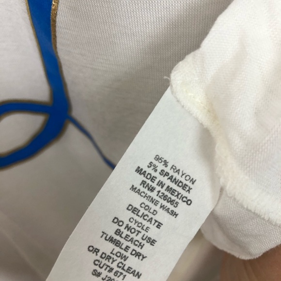 “ Love “ Script Graphic Soft Tee Blue Gold Cream - Picture 10 of 10